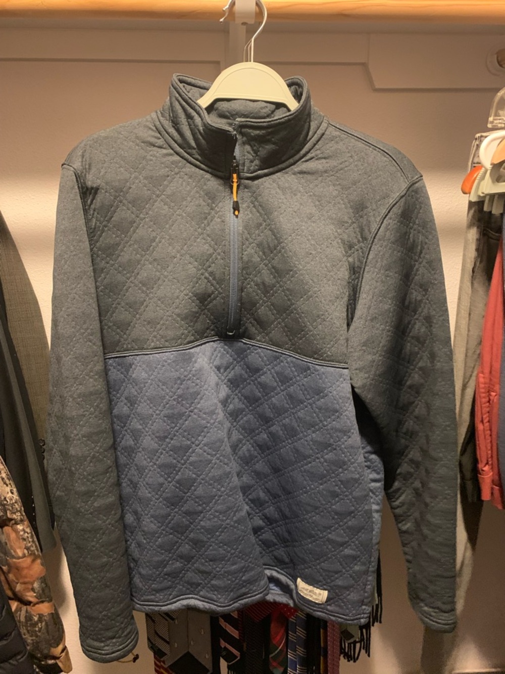 Eddie Bauer Men's Quilted Half-Zip Pullover Sweater - Slate Blue/Gray